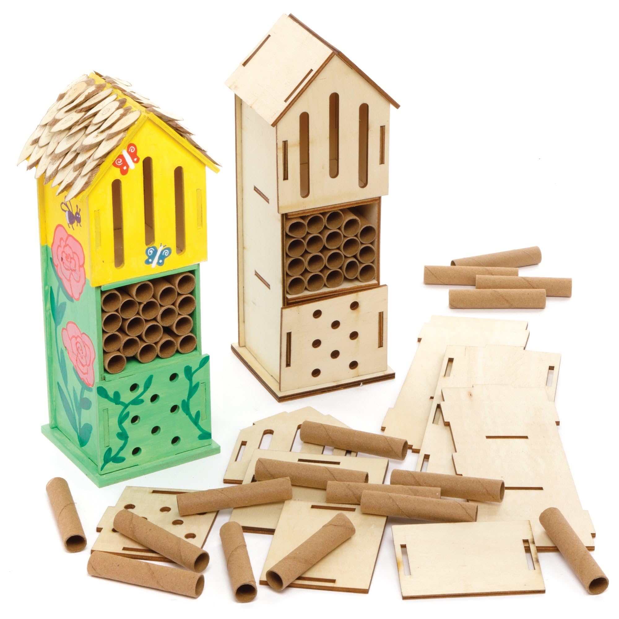 Baker Ross FE508 Kits Hotel de Madera para Insectos - Paquete de 2, actividades de artesanía en madera para pintar y decorar para niños, manualidades o proyectos de jardín