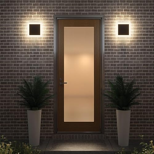 Miniatura 8 de Aoceley 2 paquetes de luces LED de pared para interiores y exteriores, aplique de pared moderno, mini aplique de pared para exteriores, aluminio
