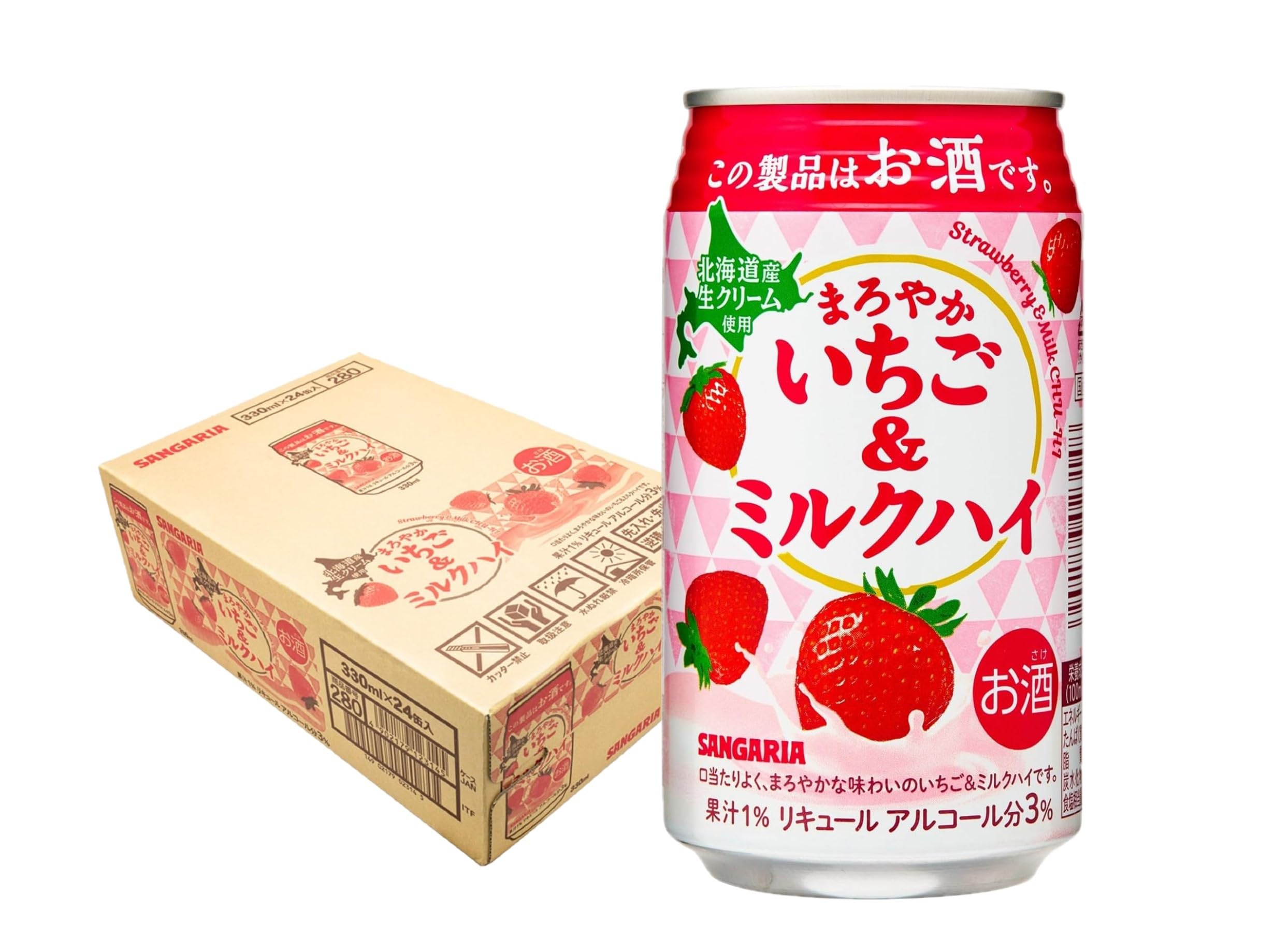 Amazon.co.jp: サンガリア まろやかいちご＆ミルクハイ 330ml×1ケース