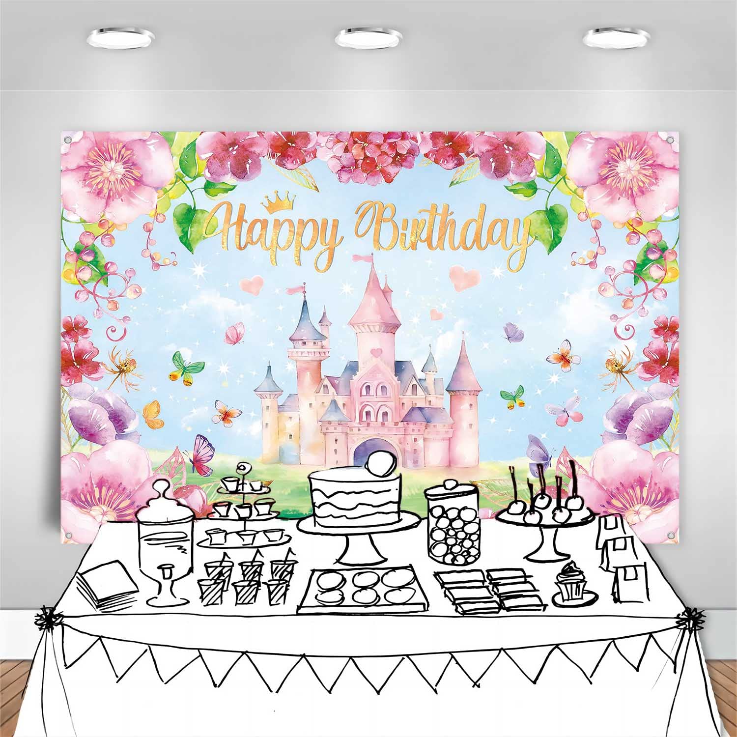 Decoration Anniversaire Papillon Lot De 15 Pièces,Joyeux Anniversaire Banderole Rose, Printemps