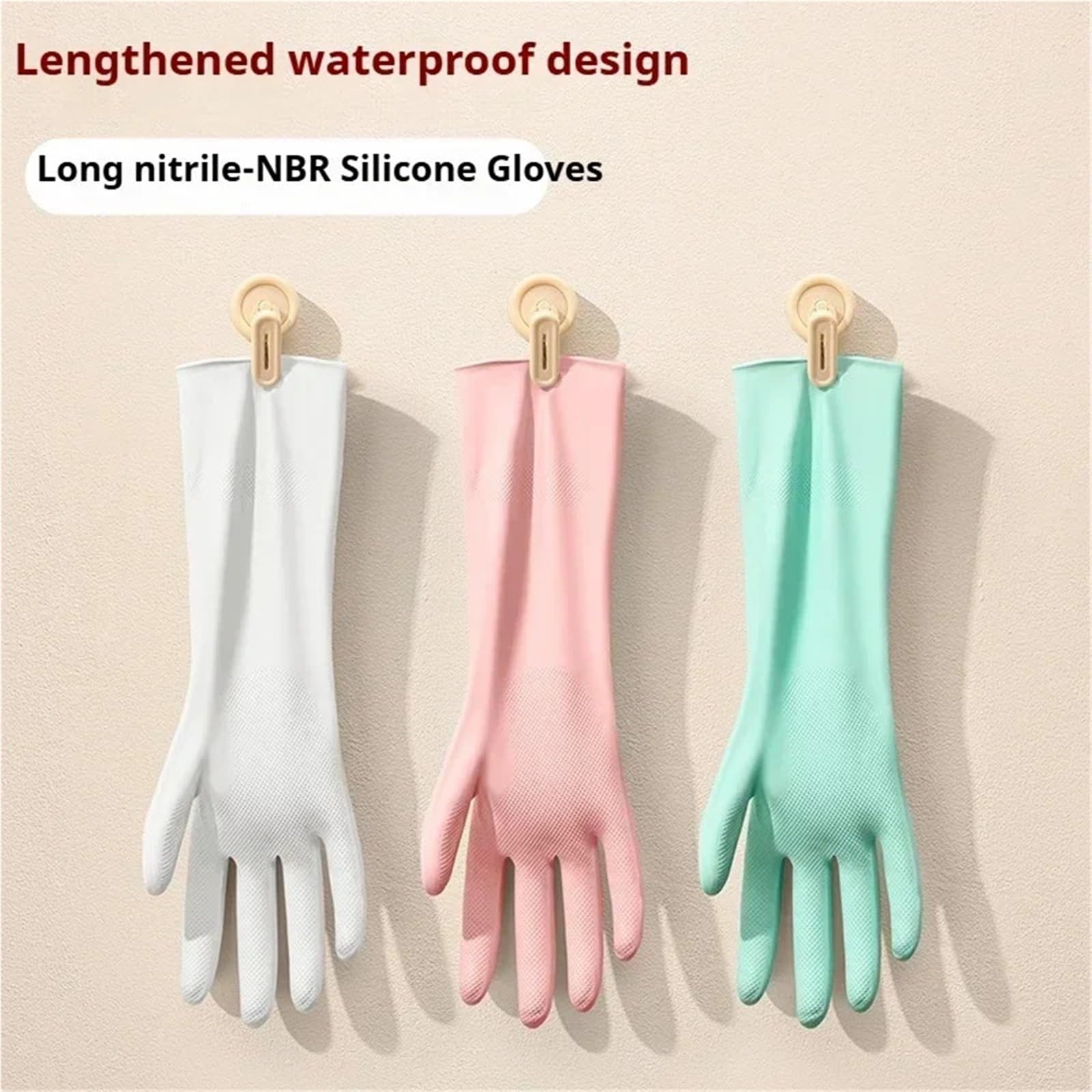 Guantes Limpieza Guantes for lavar platos extra largos y gruesos, antideslizantes, resistentes al desgaste, for cocina, tareas domésticas, limpieza, lavado de coches, ropa, goma