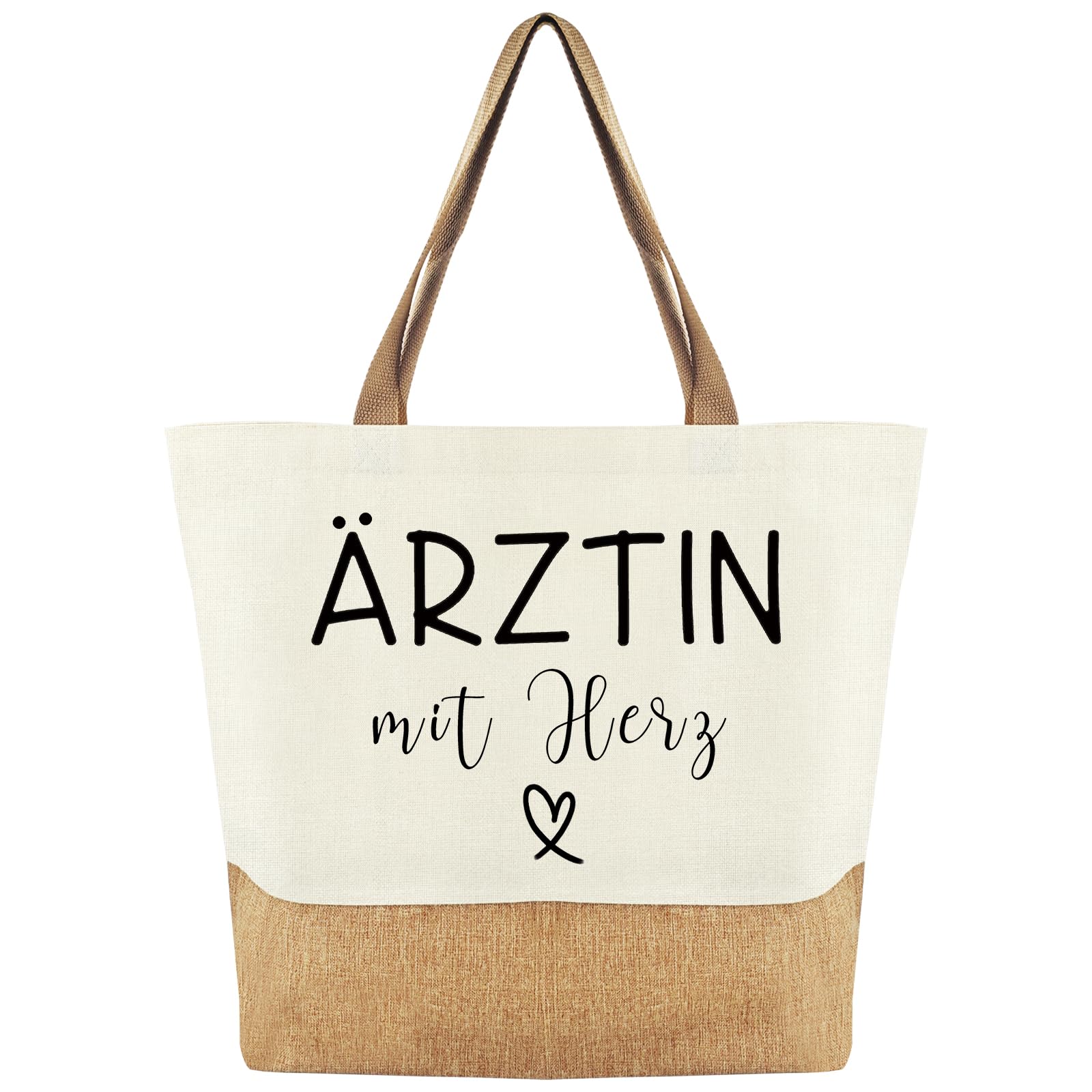Tarklanda Jutebeutel Ärztin mit Herz, Jute Baumwolltasche Frauen, Einkaufstasche als Dankesgeschenk, Abschiedsgeschenk, Geschenke für Ärztin zum Abschied, Ruhestand, Dankeschön