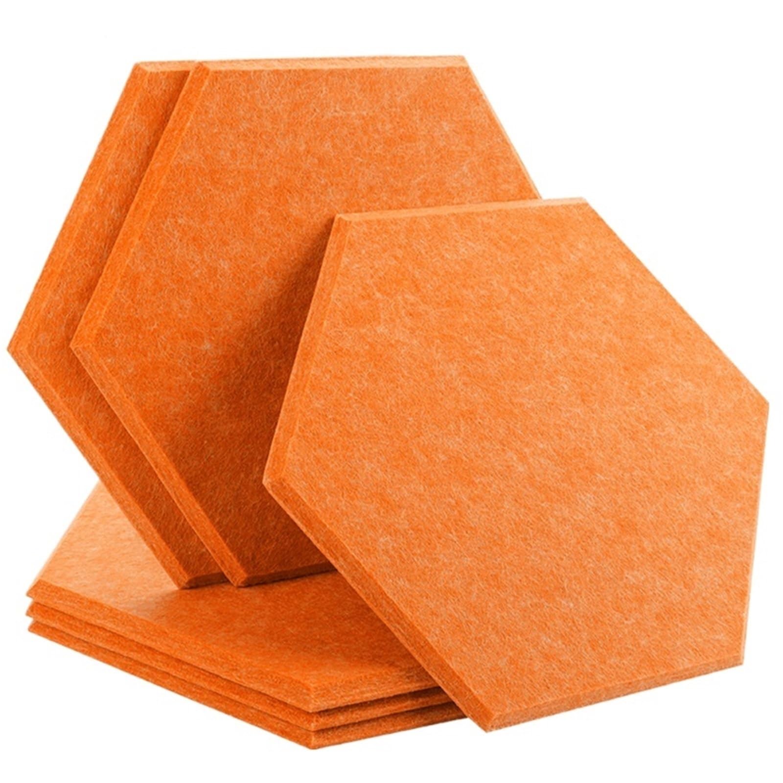 Panel Acustico Paneles de pared con absorción sonido, 6 piezas, aislamiento decorativo for dormitorio para Oficinas(8-Tangerine,Small Hexagon,1.0cm Super Density)