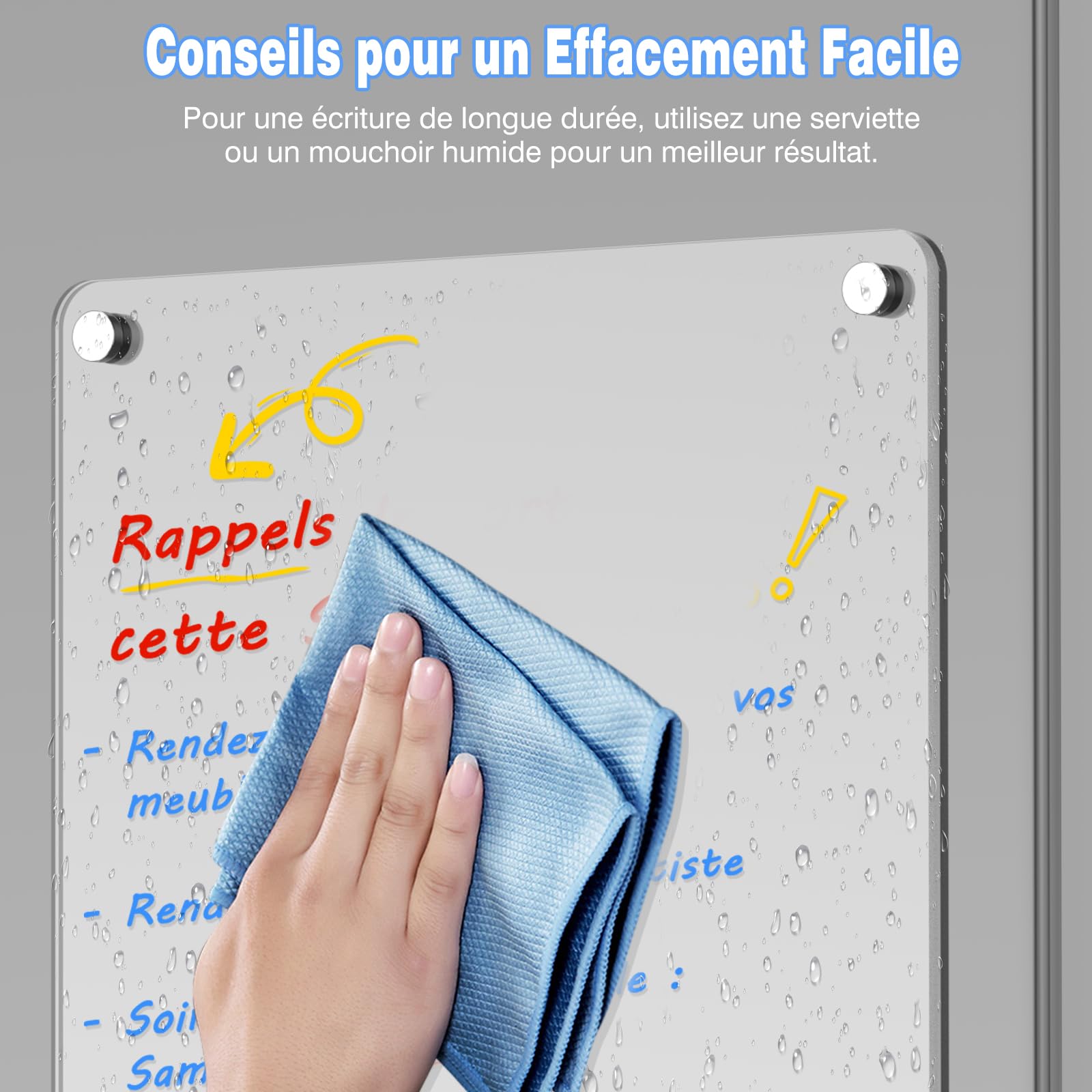 Lot de 2 Tableau Magnétique Frigo 30 x 20 cm Acrylique Planning Semaine Effaçable Transparent avec Marqueur à Craie Liquide 6 Couleurs
