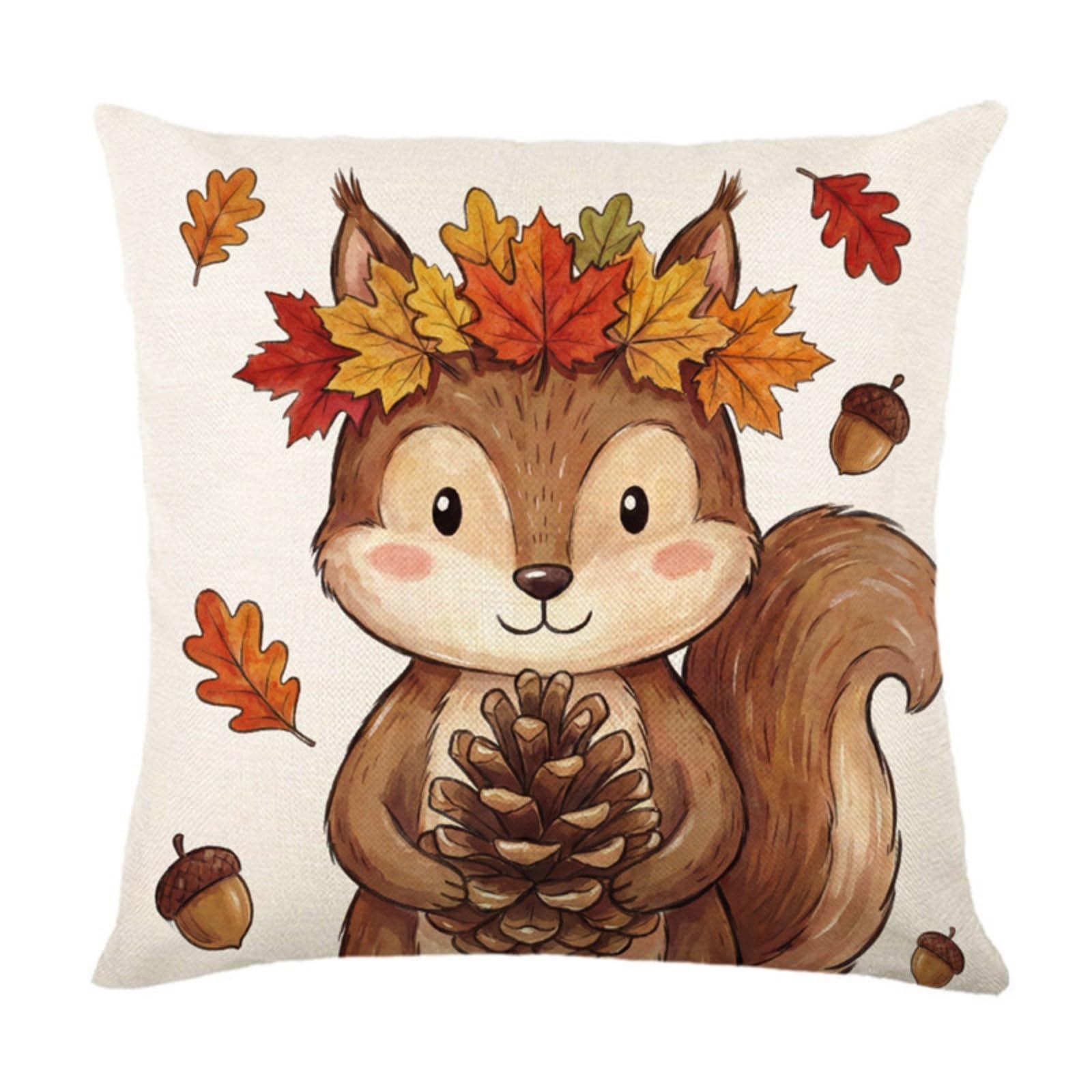 Cushion Covers 40cm x 40cm Orange Animals Sofa Cushion Cover Linen with Invisible Zippers,Throw Pillow Covers for Bedroom Home Decor