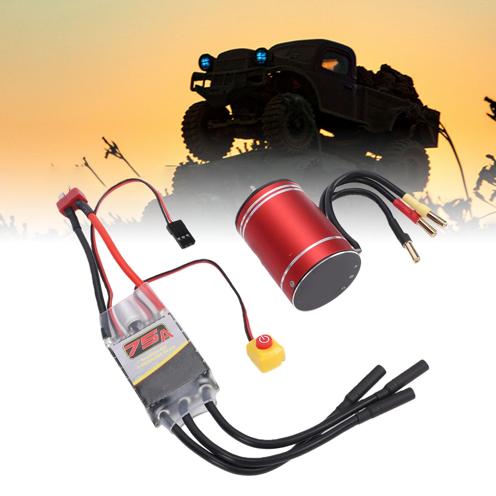 Generic Zestaw Bezszczotkowy Silnika ESC Combo 4600KV Trwały i Wodoodporny do Konkurencyjnych Samochodów i łodzi RC 1/10 RC