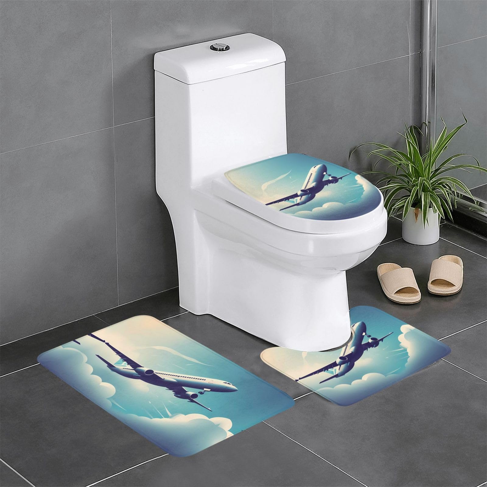 Tapis de salle de bain avion volant pour décorer la coiffeuse et les toilettes familiales
