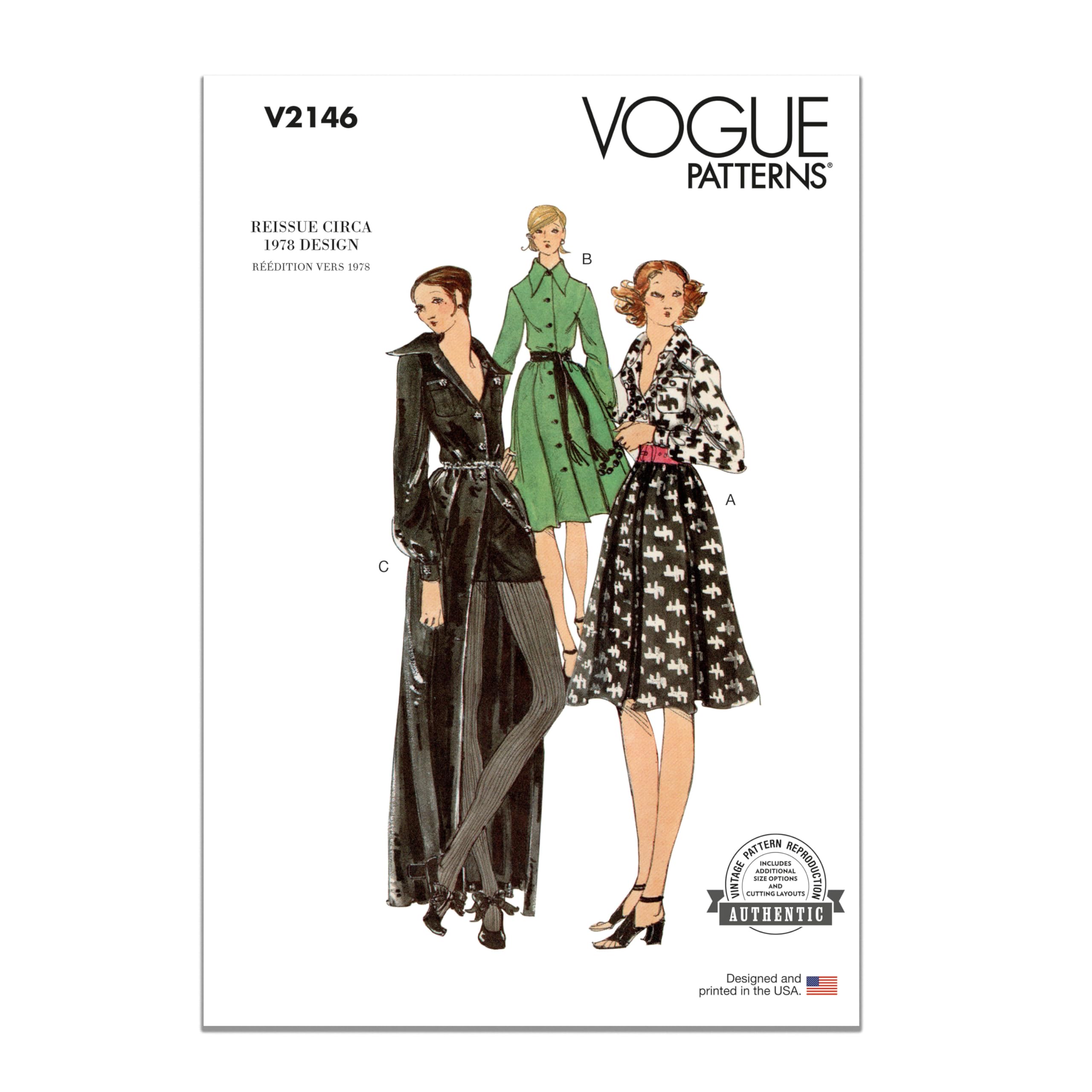 Vogue Patterns Sewing Pattern V2146B5 Misses' Vintage Dress in Two Lengths and Shorts B5(8-10-12-14-16)