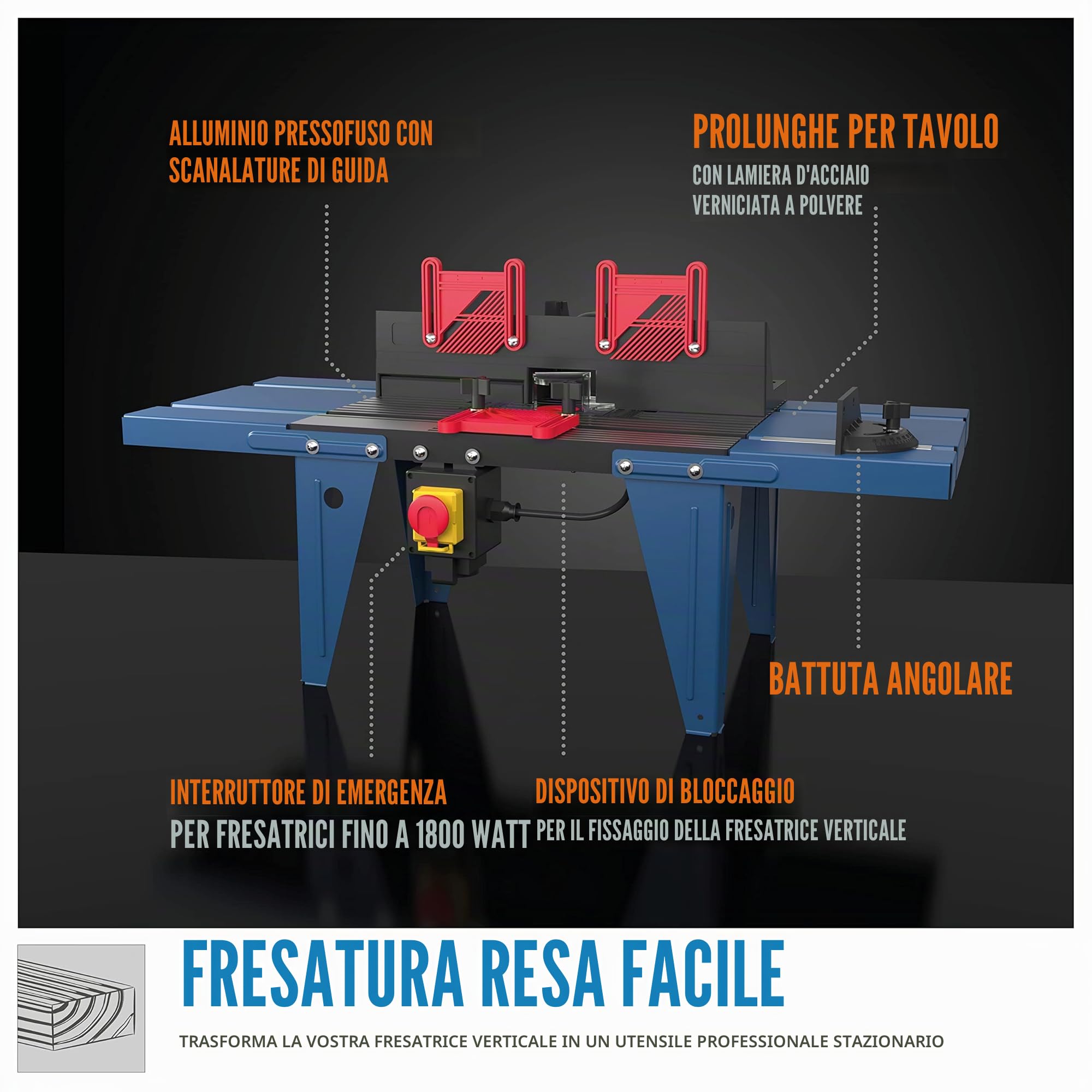 Güde 58086 GO 855 - Tavolo per fresatrice, colore: Blu