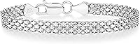 Miabella 925 Sterling Silver 6mm Italian Mesh Link Chain Bracelet for Women - Hypoallergenic, Made in Italy