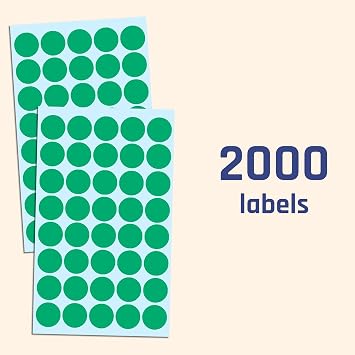 TownStix 2000 Pack, 3/4 Round Dot Stickers Circle Labels - Green