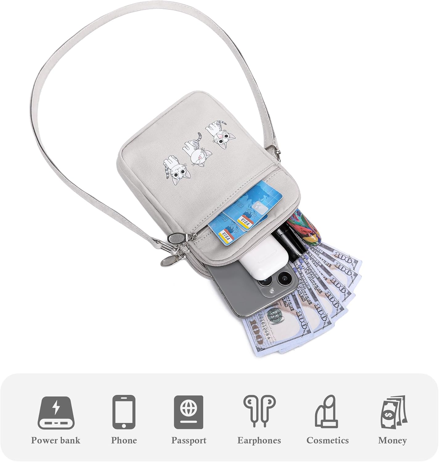 AOCINA Small Crossbody Purse Birthday Gifts for Teen Girls Daughter Trendy Stuff Cute Tween Purse Kawaii Canvas Phone Bag - Image 6