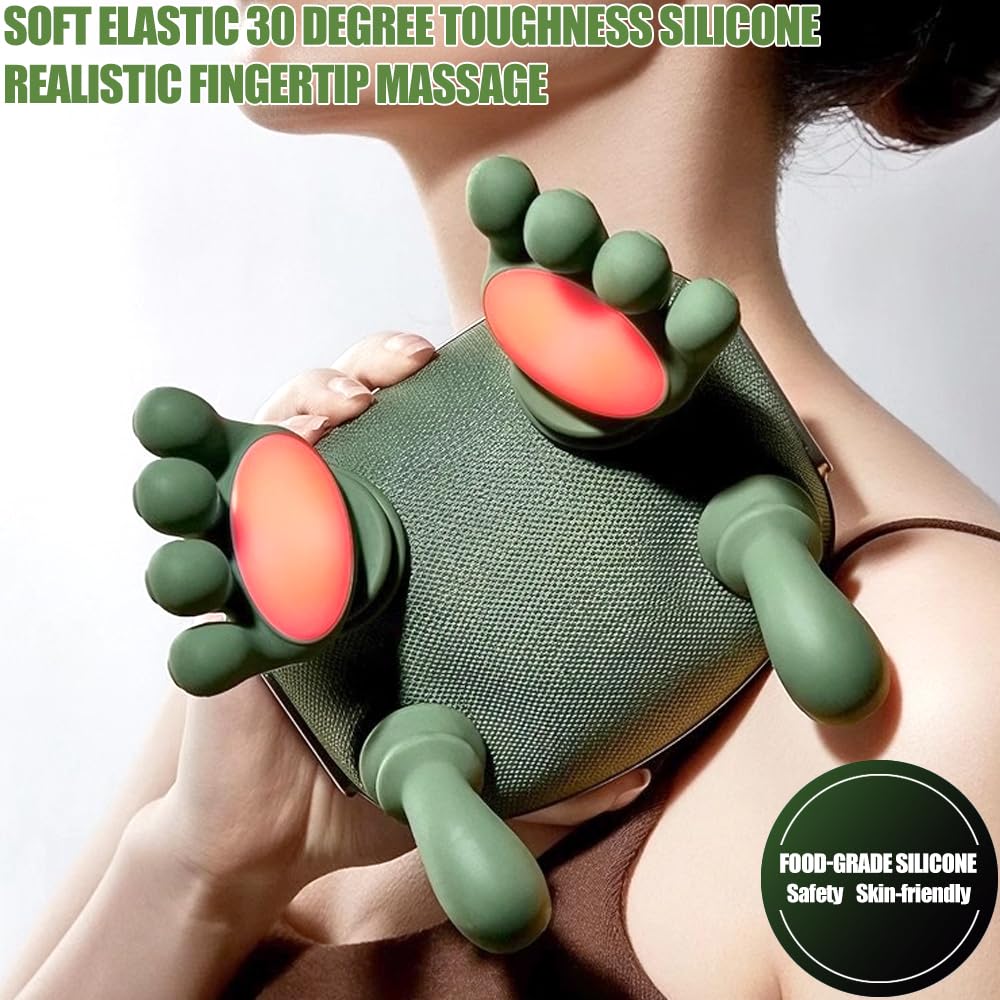 Masajeador De Cuello Hombros Recargable Eléctrico, Masajeador de Cuello y Hombros Cervical Inalámbrico 4D, Con 3 Niveles de Intensidad y 2 Niveles de Calor,4D Shiatsu maseajor cervical y espalda