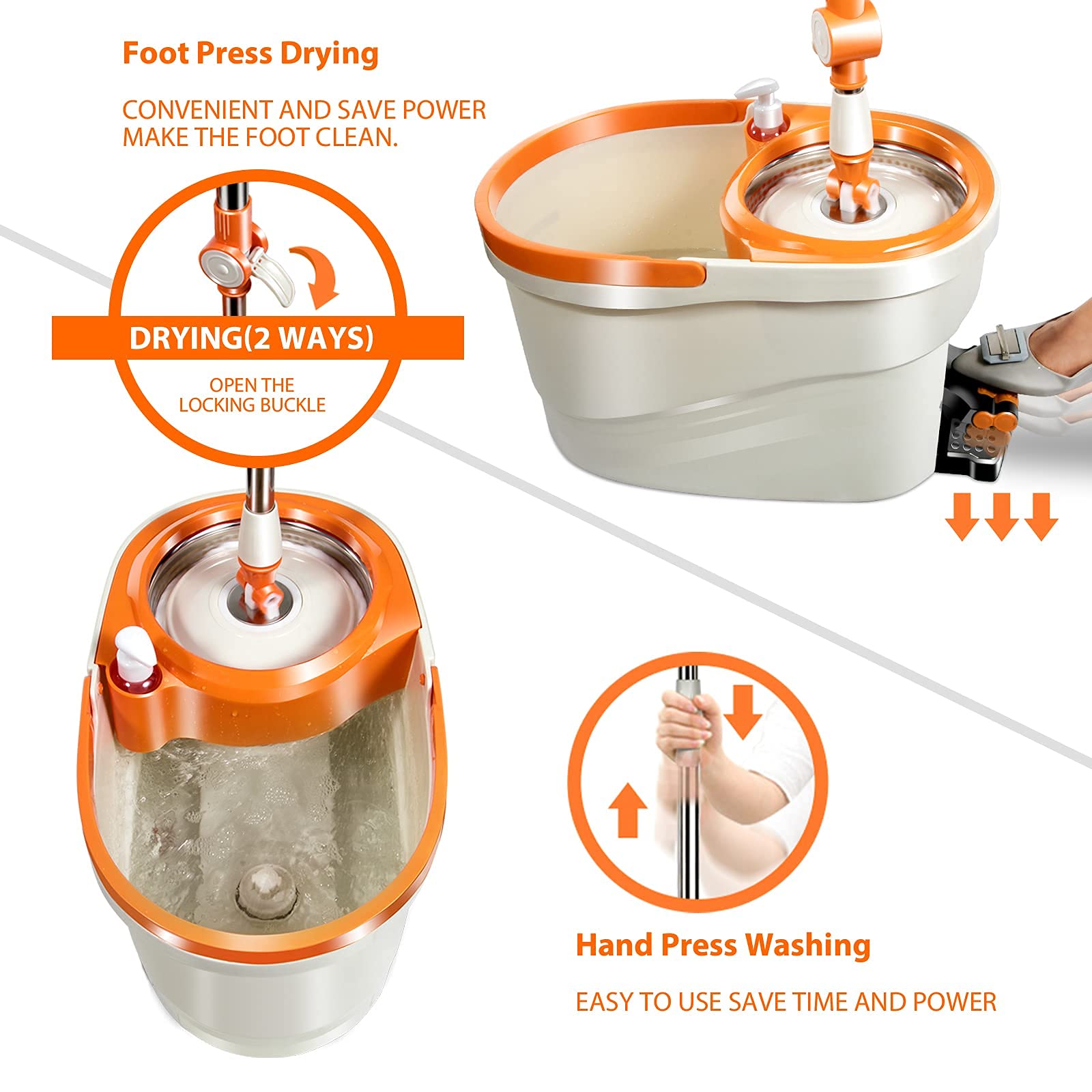 Myiosus Mop and Buckets Sets, 6L Foot Pedal Mop Bucket with Stainless