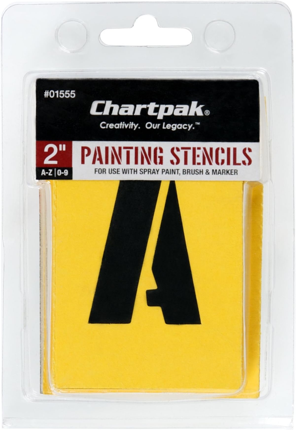 ChartpakCHA01555, Painting Letters/Numbers Stencils, 35 / Set, Yellow, 2 Inches