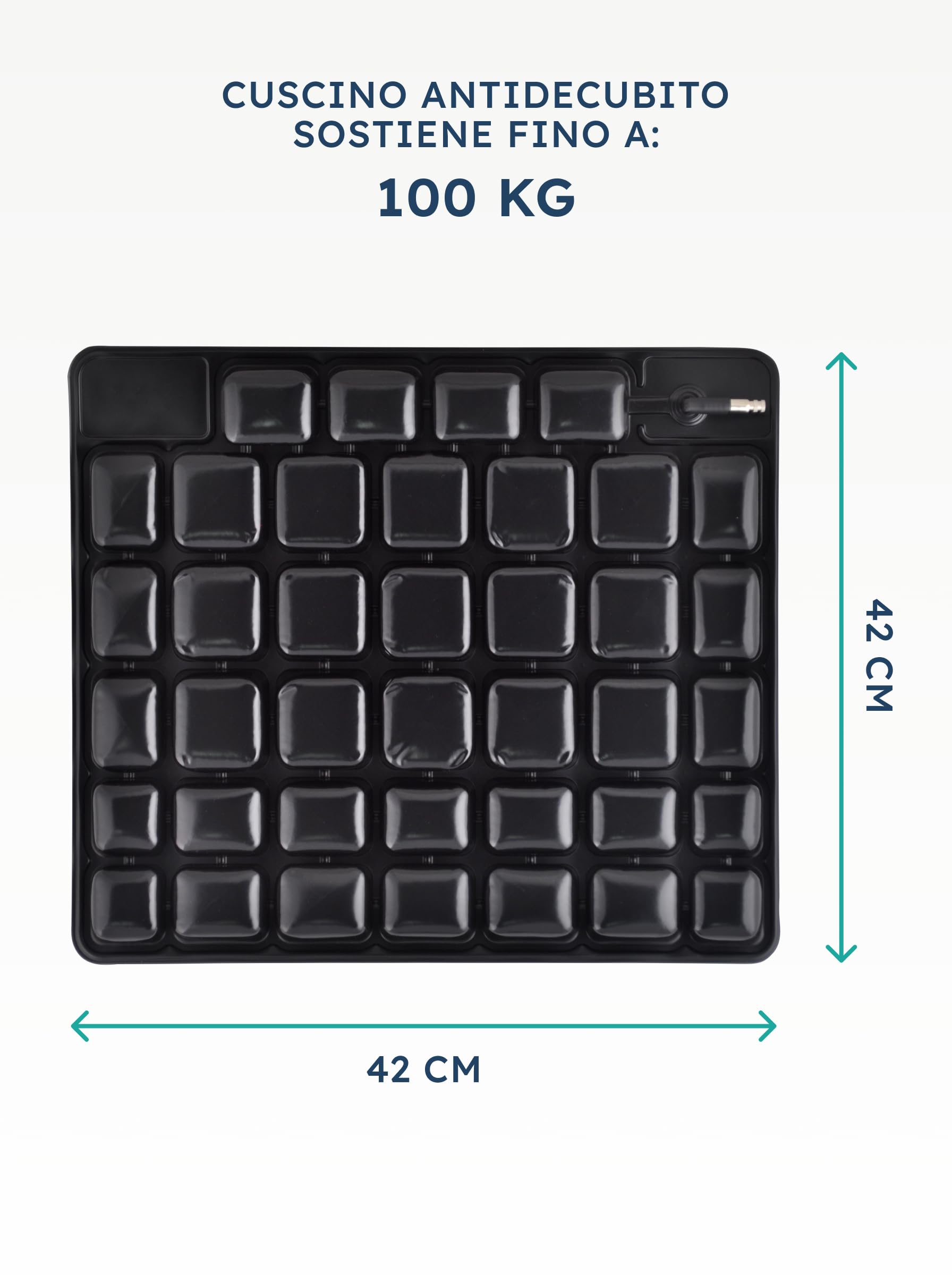 SPES Cuscino Antidecubito Nero - Cuscino Ortopedico per Sedia a Rotelle, Fodera Traspirante, Fondo Antiscivolo - Prevenzione Piaghe, Comfort per Sedute Prolungate, Sistema Auto-gonfiante