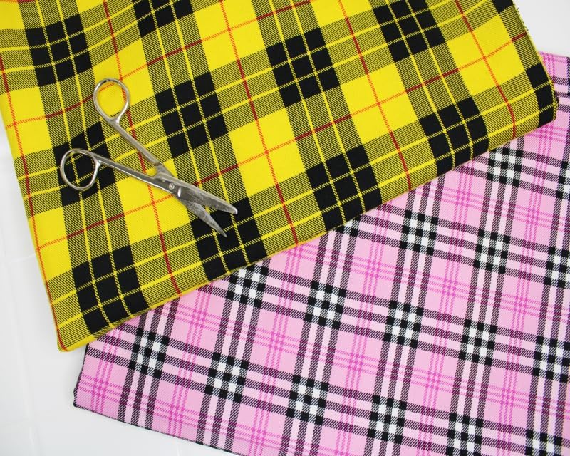 CraftsFabrics Polyviscose Tartan Rainbow Extra Wide 100% Cotton Craft Fabric Material for Quilting Clothing, Sewing (Yellow - Image 3