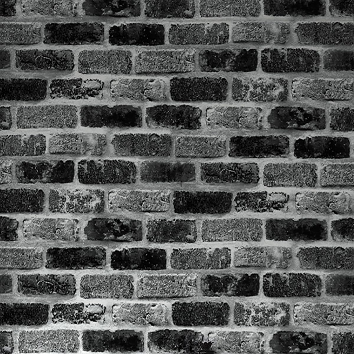 Tinicor Brick Self Adhesive Wallpaper, Black Grey Brick Effect Peel and Stick Wallpaper, Waterproof Vinyl Vintage Wallpaper, Wall Sticker for Home Decor House Wall Furniture Renovation 44 x 300 cm