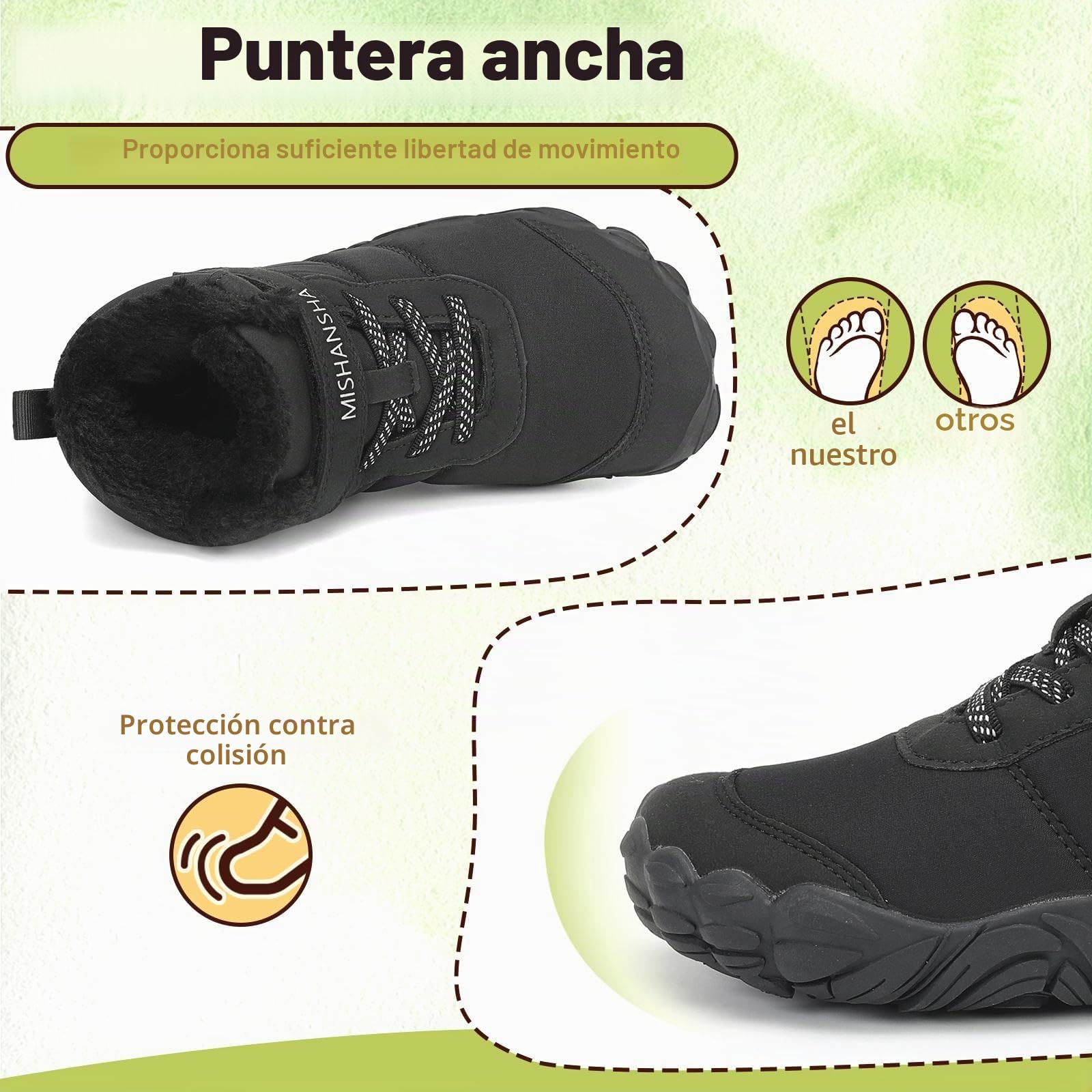 Mishansha Botas de Nieve Niños Calientes Forradas | Zapatos Barefoot，Invierno Niñas Botines，Invierno Niño Zapatos，Chill II，Puntera Ancha，Senderismo，Ligeras ，Antideslizante