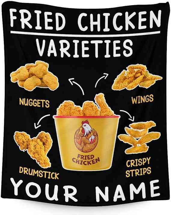 Mercuryelf Custom Chicken Nugget Blanket - Soft, Fuzzy & Warm - 50x60 Inches Flannel Throw Blankets for Living Room, Sofa - Black Novelty Throws Gift for Teens