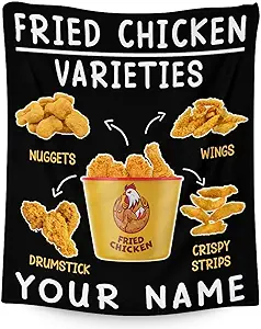 Mercuryelf Custom Chicken Nugget Blanket - Soft, Fuzzy & Warm - 50x60 Inches Flannel Throw Blankets for Living Room, Sofa - Black Novelty Throws Gift for Teens