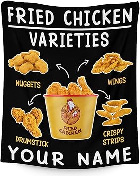 Mercuryelf Custom Chicken Nugget Blanket - Soft, Fuzzy & Warm - 50x60 Inches Flannel Throw Blankets for Living Room, Sofa - Black Novelty Throws Gift for Teens