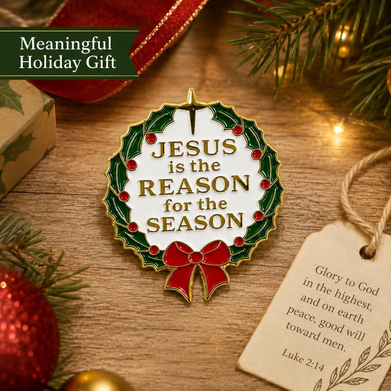 Jesus Is The Reason For The Season Christmas Pin For Women, Religious Message Wearable Brooches Pins Holiday Accessory Seasonal Decor Jewelry Gift image 5