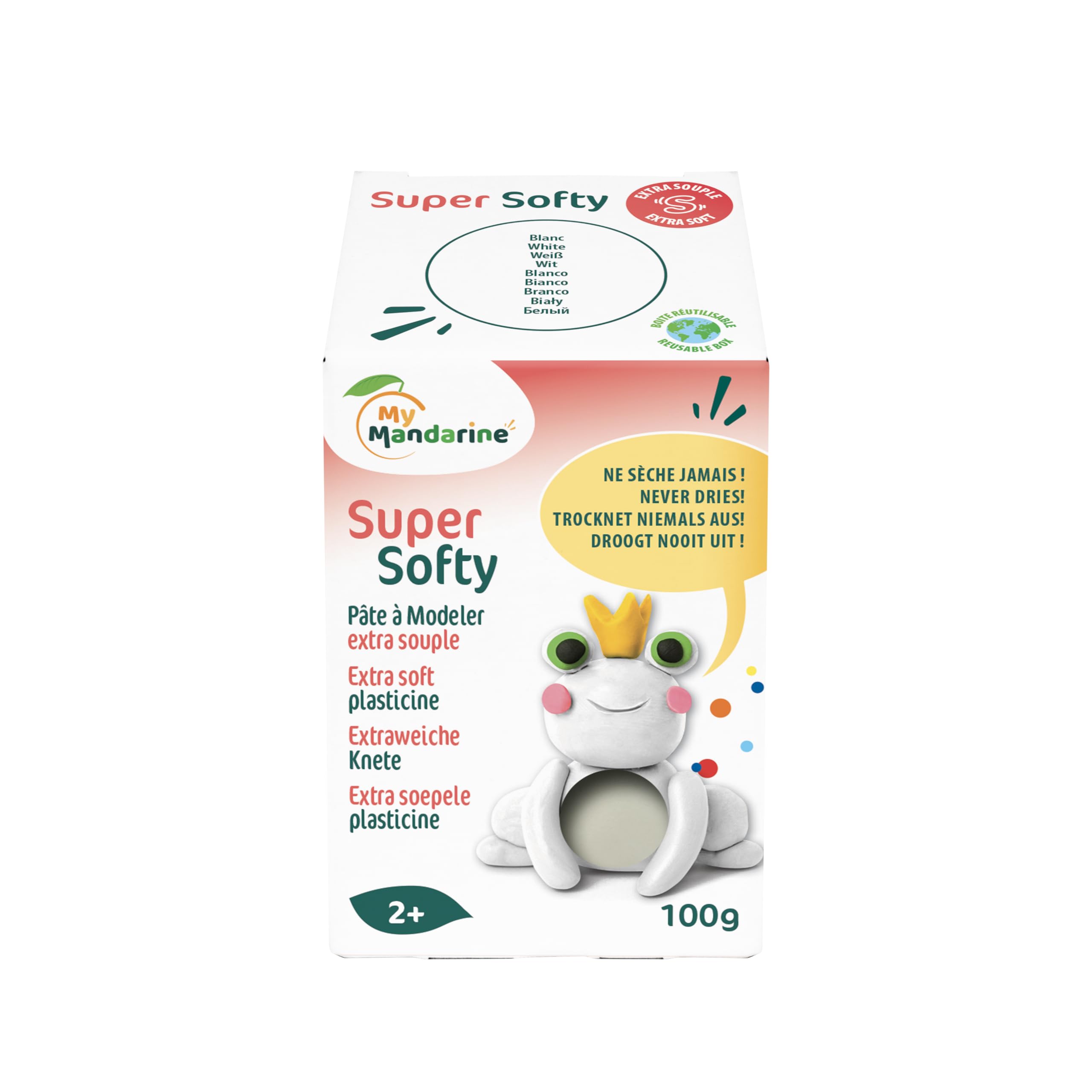 AVENUE MANDARINE SO0880100010C - A 100 G Box of Softy Modelling Clay - from 2 Years Old - White Colour - Very Soft Dough - Children's Creative Leisure Activity