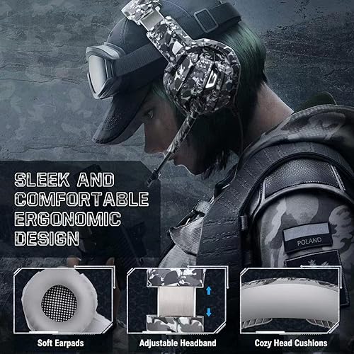 Miniatura 4 de FEIYING Auriculares para juegos con micrófono auriculares estéreo 71 de sonido envolvente PS4 auriculares de 1969in conectores de audio de 0138in