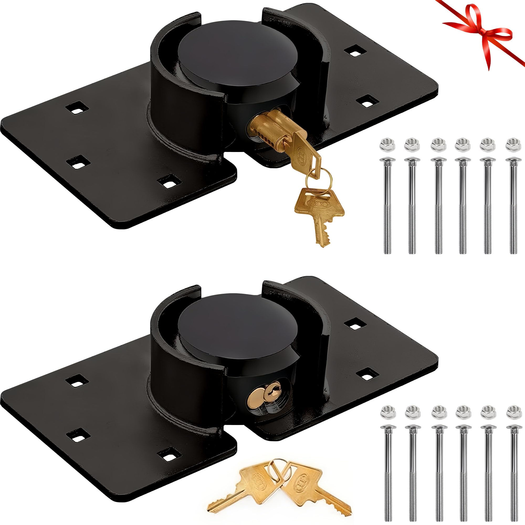 Van-Türschlösser, gleichschließend, robust, massiver Stahl, versteckter Bügel, Vorhängeschloss und Überfalle, Set mit 4 Schlüsseln und 80 mm Schrauben für Lieferwagen, LKW, Tore, Anhänger,