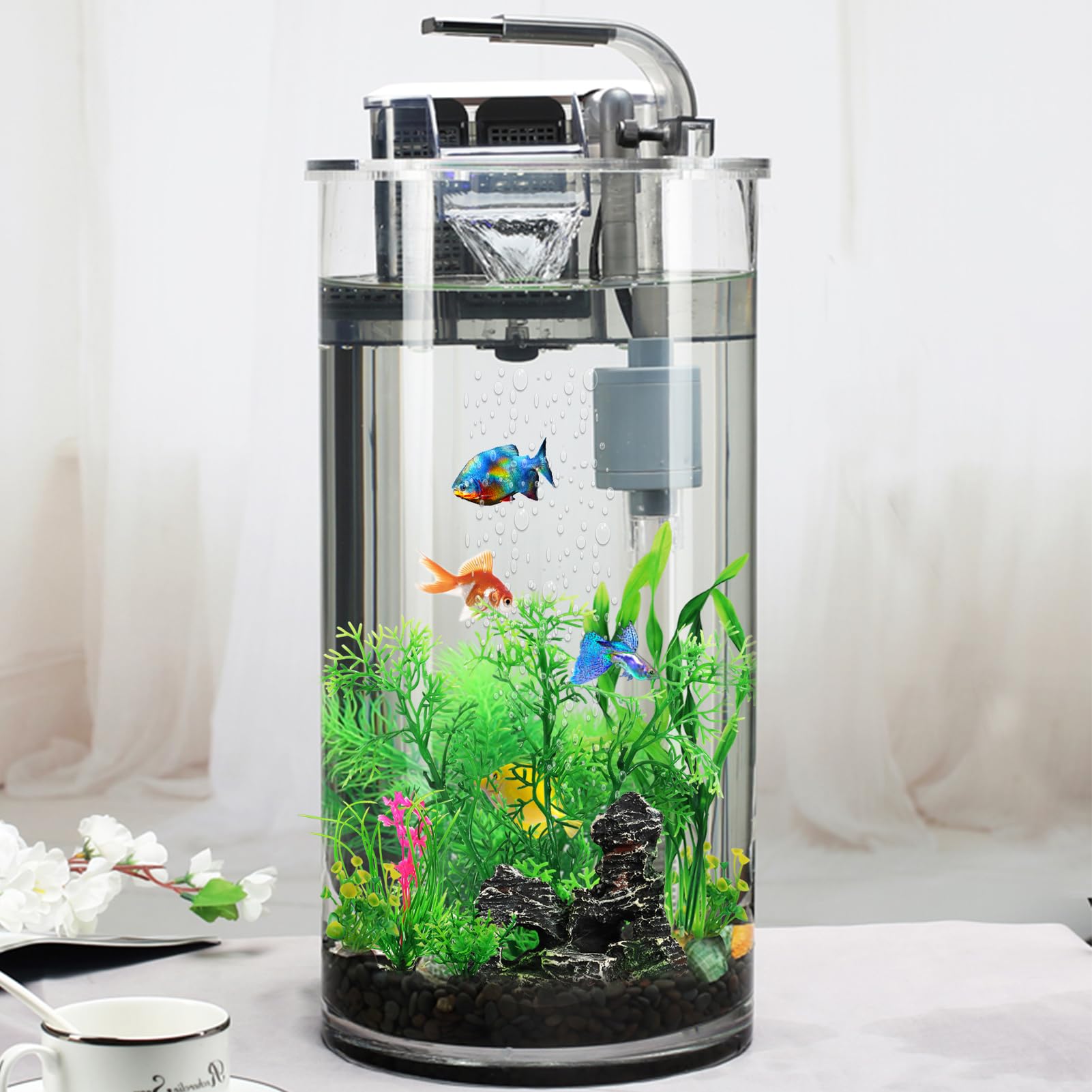 Set Decorazione Acquario 9 Pezzi - Piante Finte E Grotta In Resina - Per Pesciolini E Ambiente Subacqueo - Foto 9