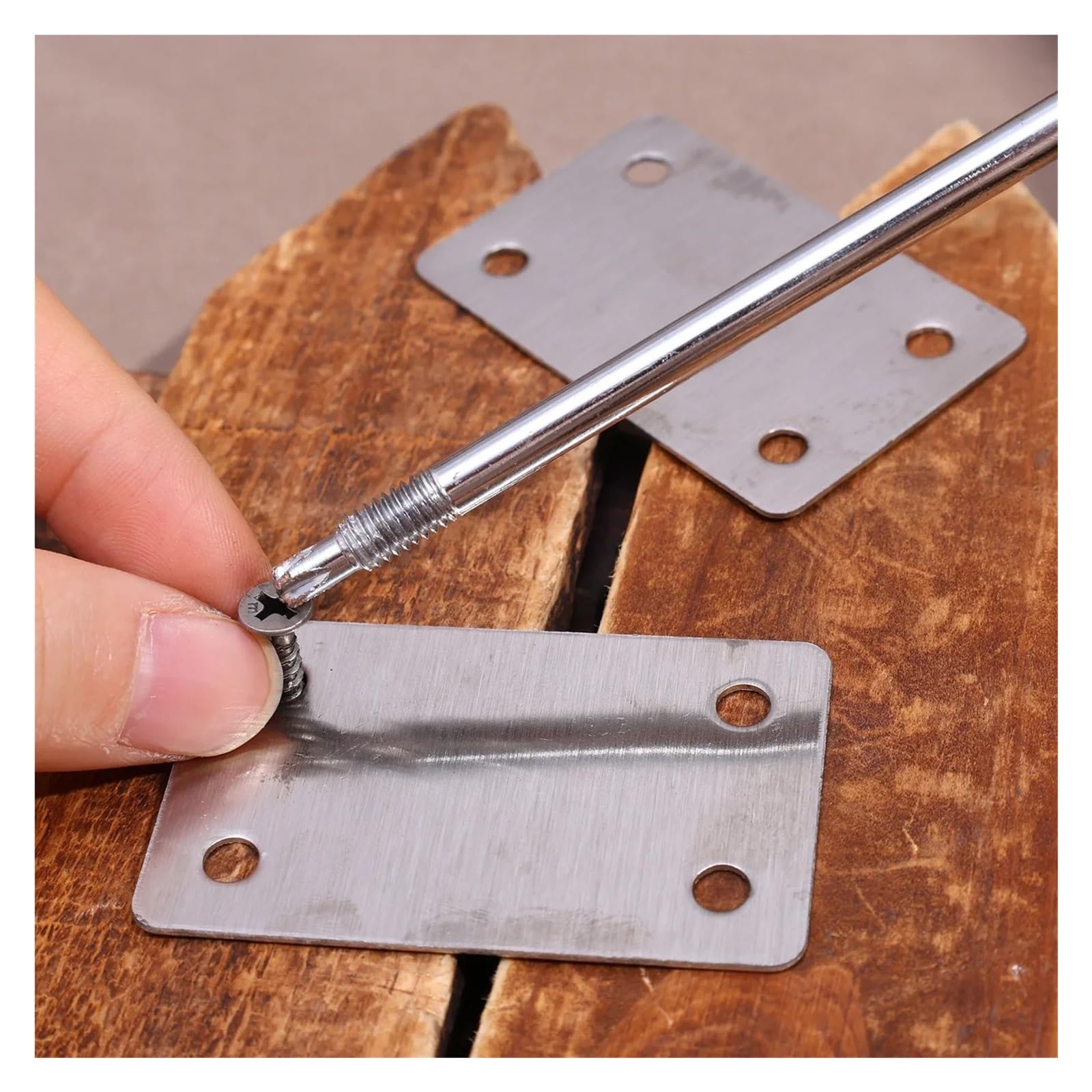 Flache gerade Halterungen aus Edelstahl, 40 Stück, Lochbefestigung, Eckreparaturplatten, Edelstahl, flache gerade Strebenhalterung mit Schraube, Möbelreparatur-Stützverbindung