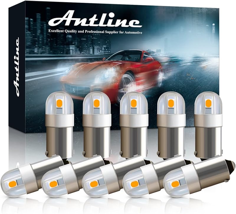 Lâmpada LED BA9S BA9 Antline âmbar amarela 12 V para iluminação automotiva – Pacote com 10