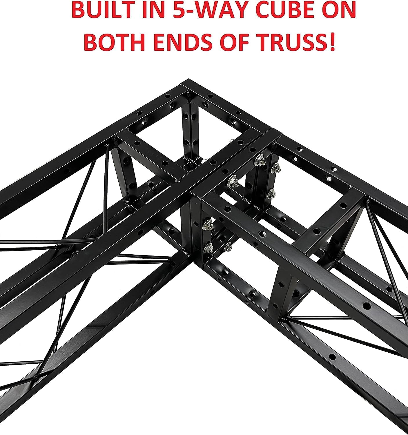 3x1M Length (9.84 ft. total length) Square 8"x8" Black Trussing Box Truss Section Bolt Connectors
