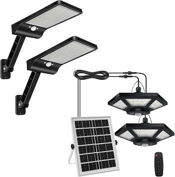 Solar Shed Light Indoor Outdoor Solar Powered Pendant Daytime Work Lights with 5 Lighting Modes & 3 Timers, 180LED Solar Indoor Lights Motion Sensor with Remote Control for Shed Barn Garage