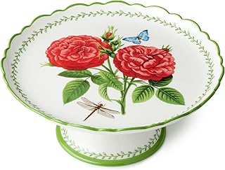 Mirabella Porcelain CAKE STAND, elegant 11.25 x 4.75 inch pedestal stand...