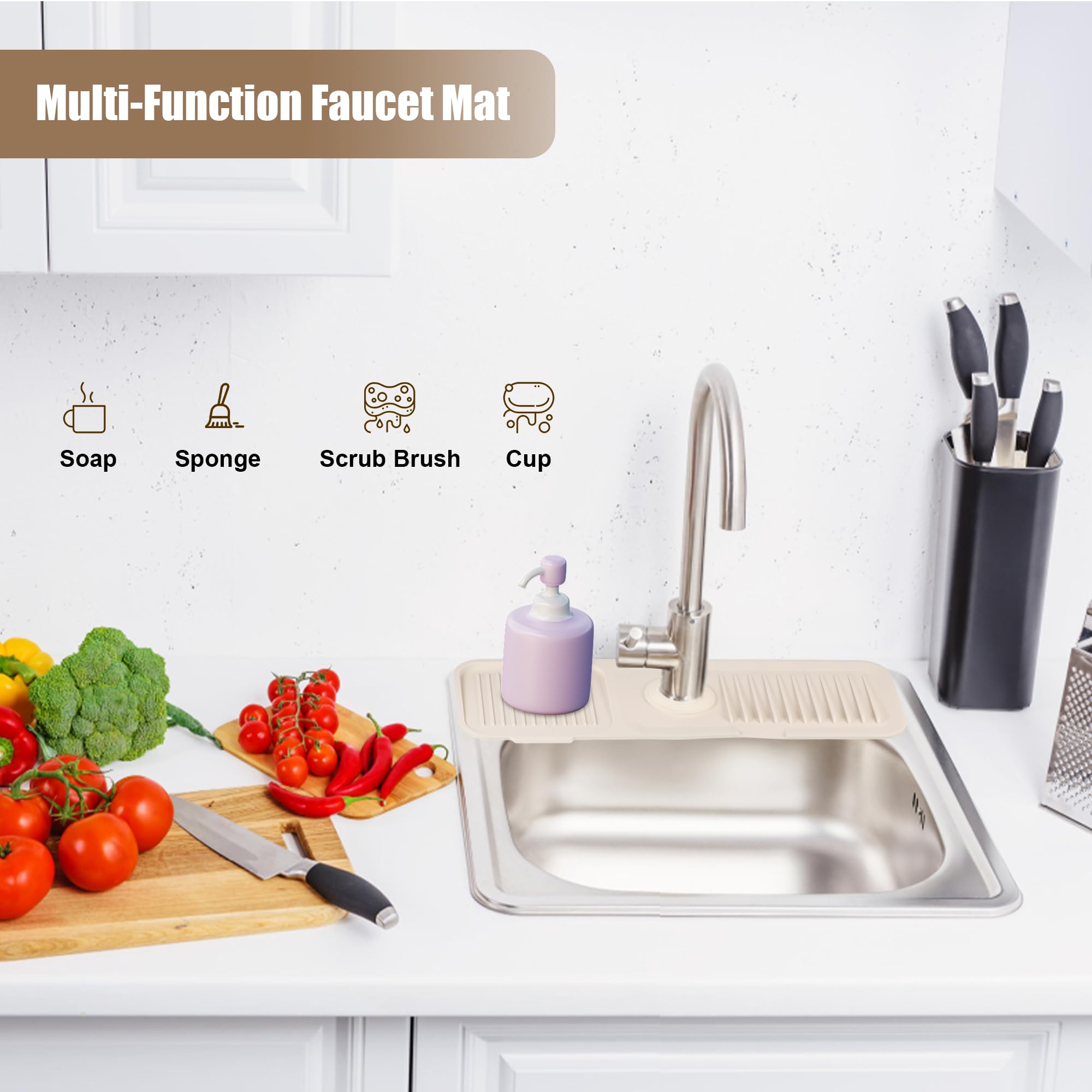 Tappetino Assorbente Per Lavello Cucina In Diatomite - Antiscivolo, Drenante, 40x10 Cm, Grigio, Asciuga Rapidamente, Per Bagno E Cucina