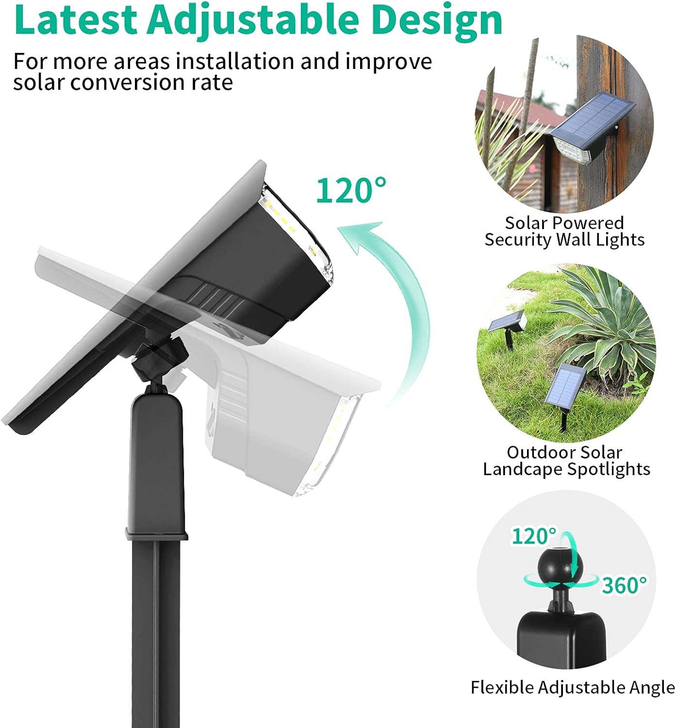 Solar Spot Lights Outdoor, Hamenlo 43 LEDs Outdoor Solar Landscape Spotlights Adjustable 2-in-1 IP65 Waterproof Solar Powered Wall Lights for Yard Garden Driveway Porch Walkway Pool Patio 2 Pack - - 