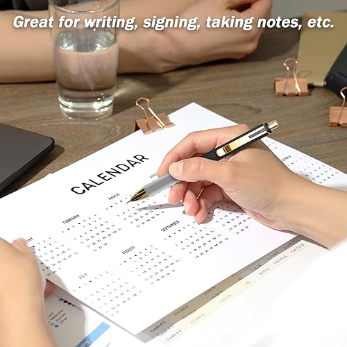 Miniatura 4 de MiSiBao Bolígrafos negros de 0.039 pulgadas, bolígrafos retráctiles, escritura suave (clip de metal, paquete de 12 unidades)