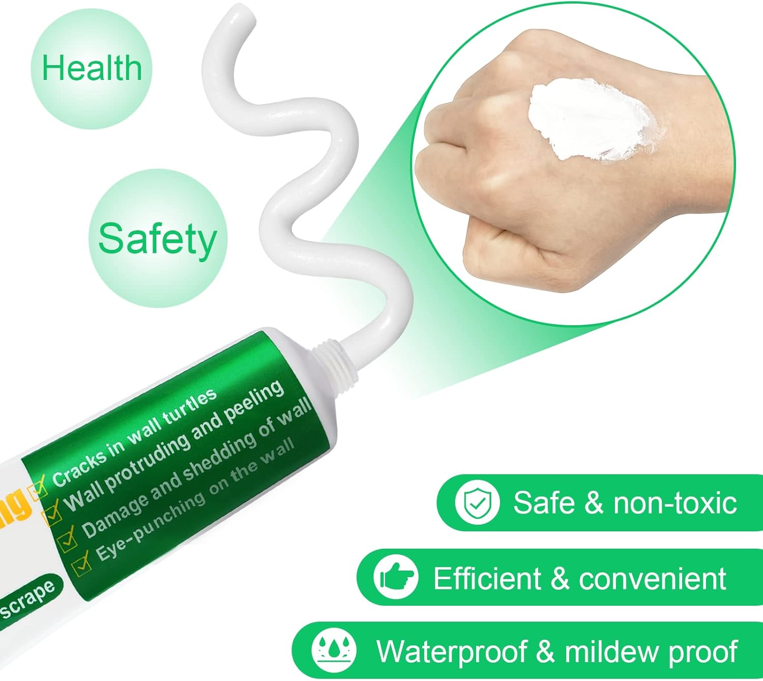 Drywall Repair Kit, 2 Pcs Spackle Wall Repair Patch Kit with Scraper, Wall Mending Agent Large Hole Drywall Patch, Easy to Fill Holes in Home Wall and Quick Repair Crack, Plaster Wall Repair - - 