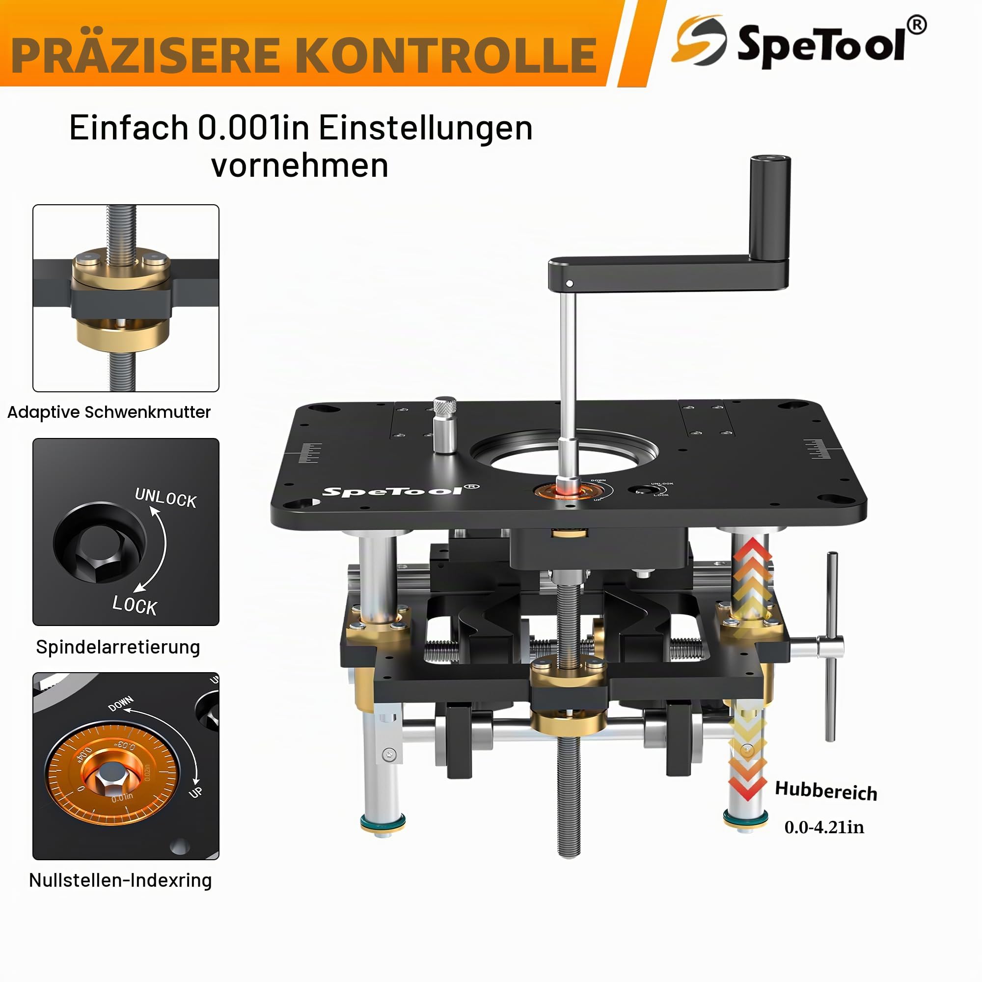 SpeTool Oberfräsen-Hubtische, kompatibel mit 6,5-10,7 cm Oberfräsen