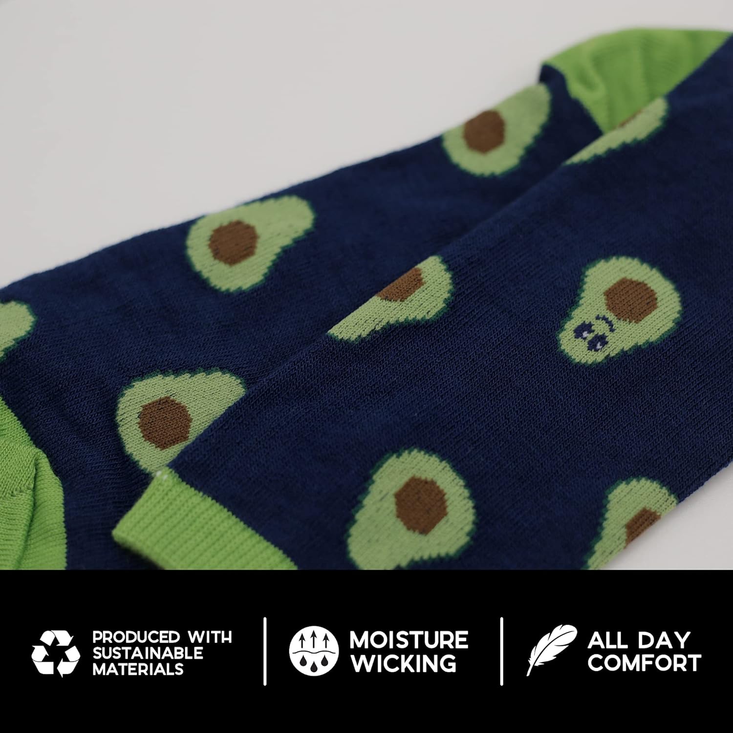 Socktastic mens Avocado - 2 Pack of Funny Novelty Socks, Casual Crew Fits Shoe Size 8-13 Socks, Avocado and Guac, Large US - Image 2