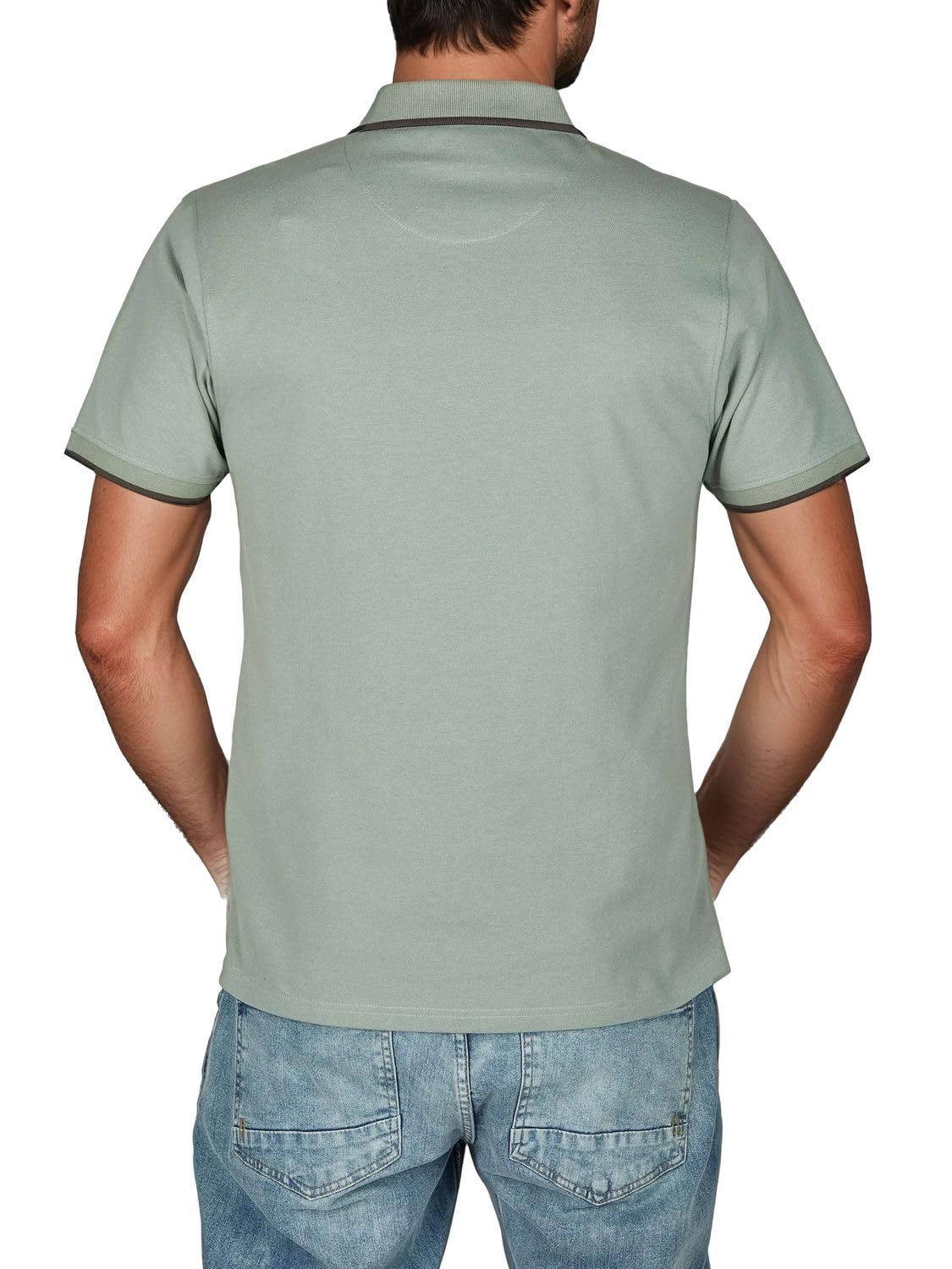 riverso RIVLeano - Polo da uomo, a maniche corte, vestibilità normale, in cotone, tinta unita, bianco, nero, blu, verde, beige, S, M, L, XL, XXL, 3XL, 4XL, 5XL