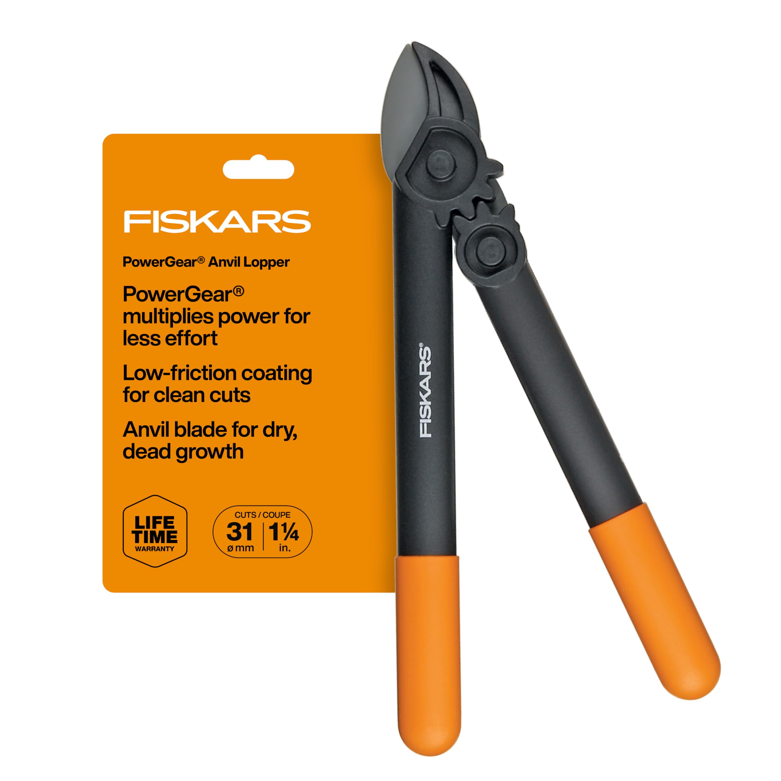 Fiskars 15” PowerGear Garden Anvil Loppers, Tree Trimmer, 1.25" Cuts