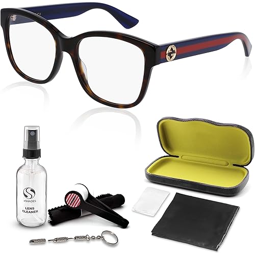 Gucci GG0038ON Square Shape Eyeglasses + Bundle with eSHADES Luxury Eyewear Kit