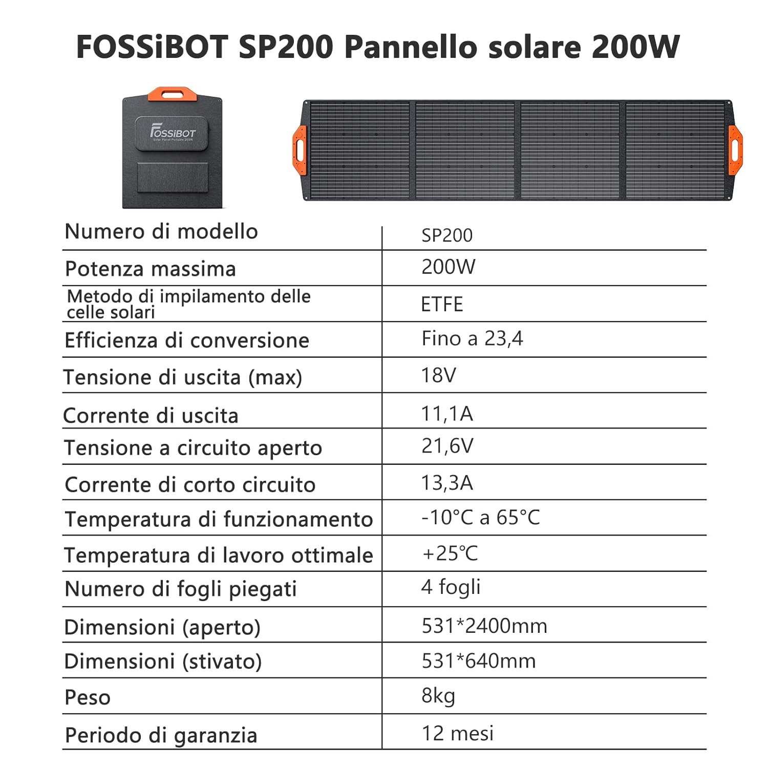 FOSSiBOT SP200 Solar Panel folded with handles