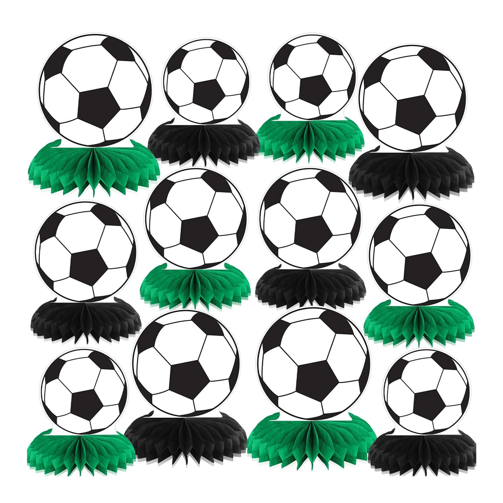 Bubaxuce 12 Pieces Soccer Party Decorations Football Honeycomb Table Ornaments Sports Theme Centerpieces Sport Table Honeycomb Adornments For Boys’ Birthday Baby Shower