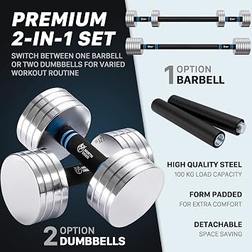Northdeer Dumbbells Adjustable 10kg Barbell Set