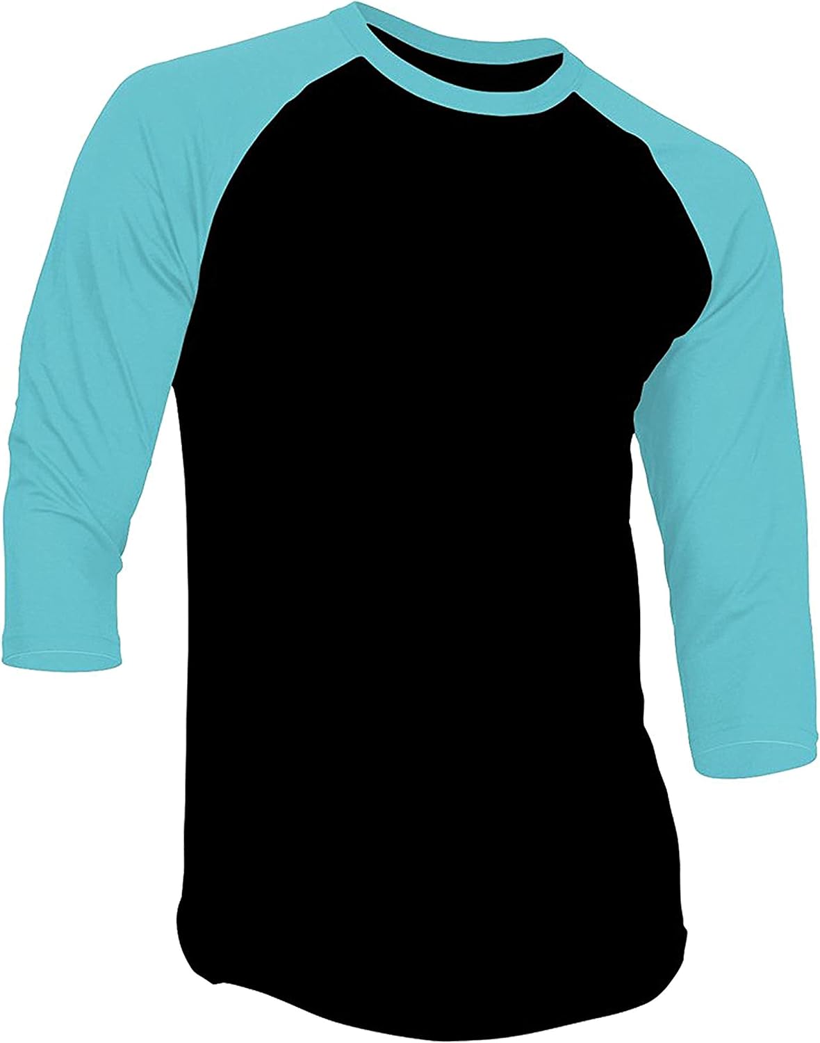Hat and Beyond Mens 3/4 Sleeve Baseball T Shirt Soft Slim Fit Plain Jersey (XX-Large, 1rd3401 Black/Tiffany Blue)