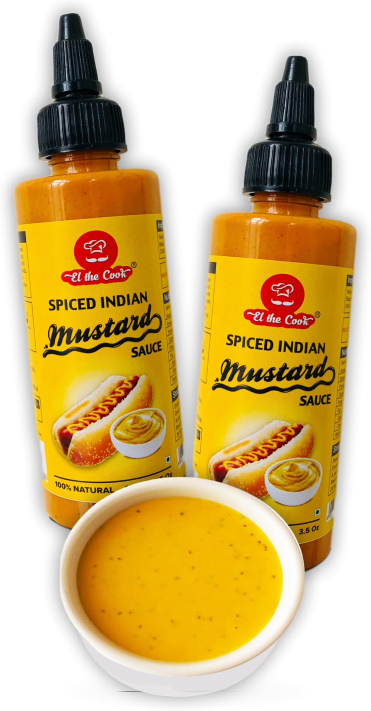 EL The Cook Indian Spiced Mustard Sauce | No MSG, Artificial Colour Or Flavour Added | Natural, Fat-free, Vegan, Gluten-free | Pack of 2 x 110g